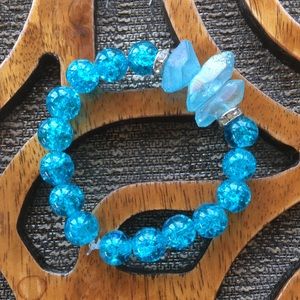 Aqua Aura Quartz Stretch Bracelet